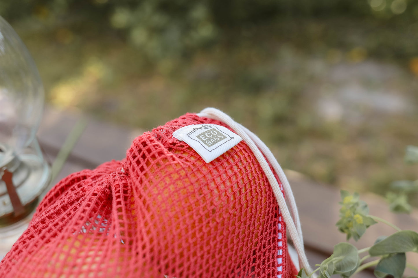 Juice Bag of Grapefruit packed in Reusable Organic Cotton Mesh Produce Bag